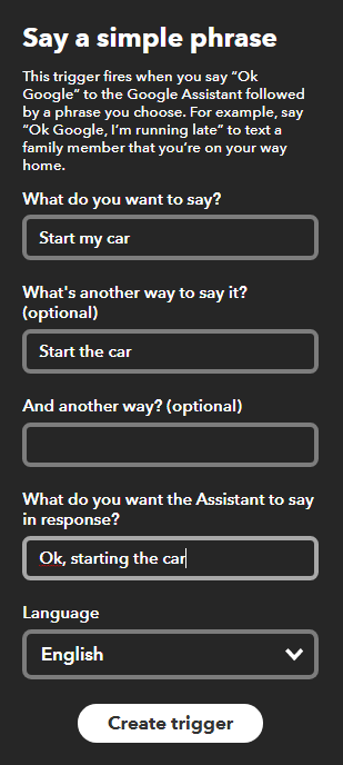 Google Assistant in IFTTT